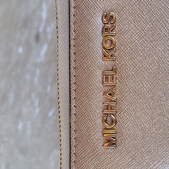 Michael Kors Gold Shimmer 3/4 Zip Wallet - Picture 2 of 13